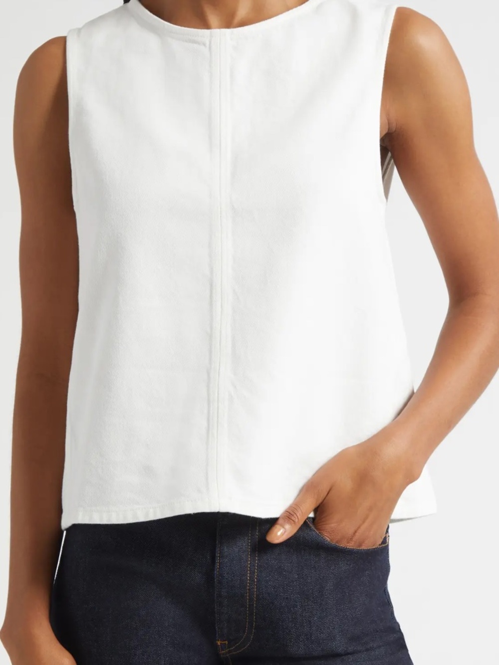 COS Sleeveless Denim Tie-Back Top Chalk Organic Cotton TENCEL™